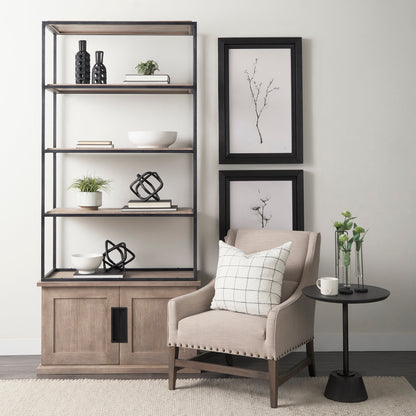 Braxton II Light Brown Wood & Iron 3-Shelf Shelving Unit – Industrial Style