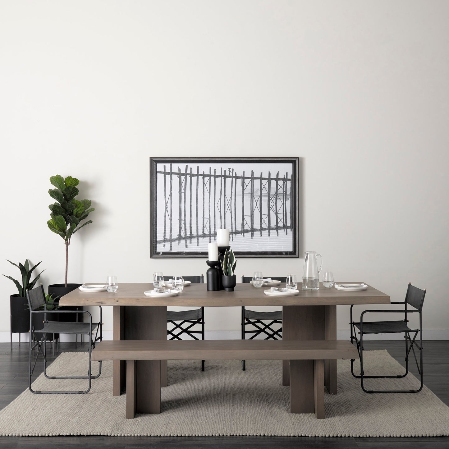 Konstantin Medium Brown Wood Rectangular Dining Table with Live Edge for a Rustic and Natural Dining Experience