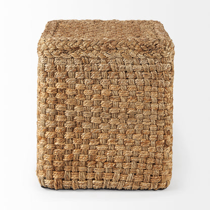 Aylin 16.5" Brown Jute Pouf – Square Handwoven Ottoman