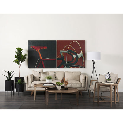 Brooks Upholstered Fabric Sofa – 3-Seater with Medium Brown Wooden Legs