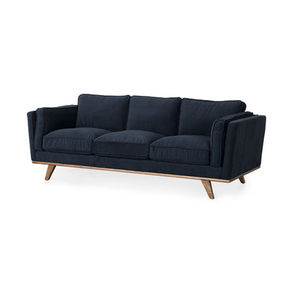 Brooks Upholstered Fabric Sofa – 3-Seater with Medium Brown Wooden Legs