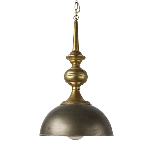 Capsa 17" Antique Gold & Silver Metal Dome Pendant Light – Stylish and Elegant Lighting Fixture for Modern Spaces