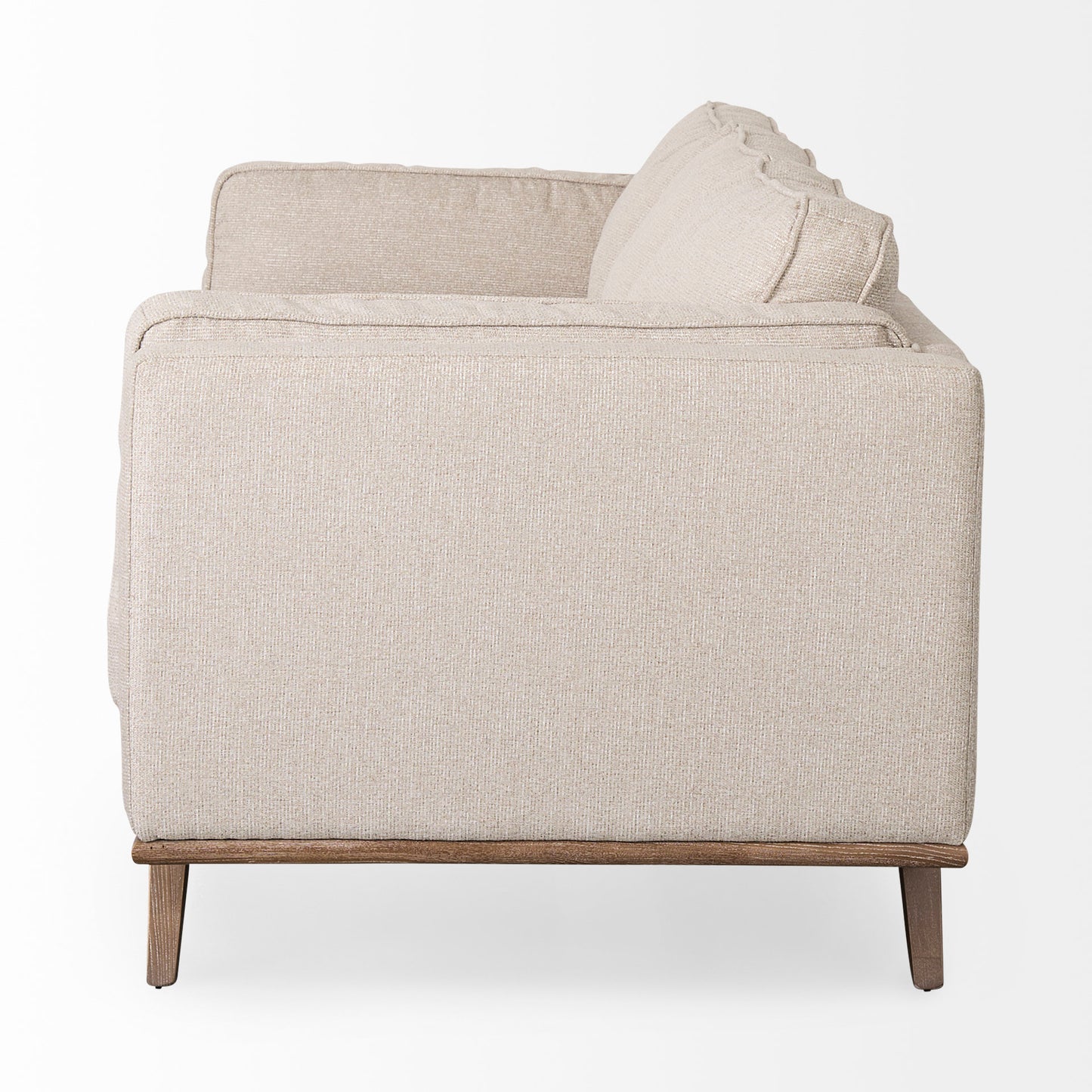 Brooks Upholstered Fabric Sofa – 3-Seater with Medium Brown Wooden Legs