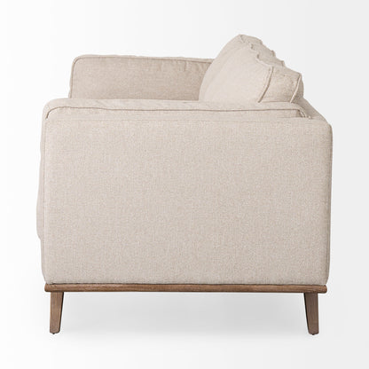 Brooks Upholstered Fabric Sofa – 3-Seater with Medium Brown Wooden Legs