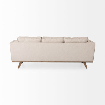 Brooks Upholstered Fabric Sofa – 3-Seater with Medium Brown Wooden Legs
