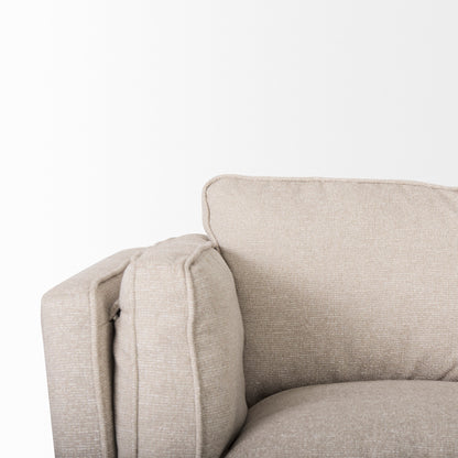 Brooks Upholstered Fabric Sofa – 3-Seater with Medium Brown Wooden Legs
