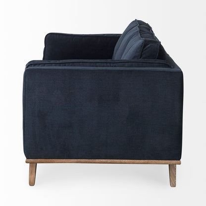 Brooks Upholstered Fabric Sofa – 3-Seater with Medium Brown Wooden Legs