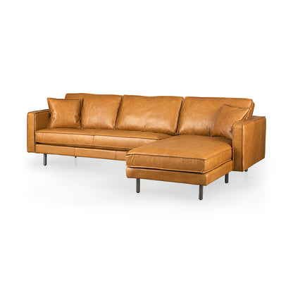 Darcy Tan Leather Chaise Sectional