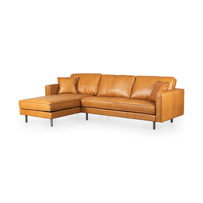 Darcy Tan Leather Chaise Sectional