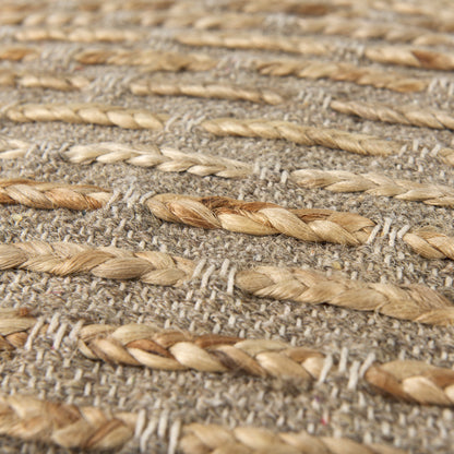 Binita Gray/Brown Pouf – Handwoven Hemp, Wool & Cotton Ottoman