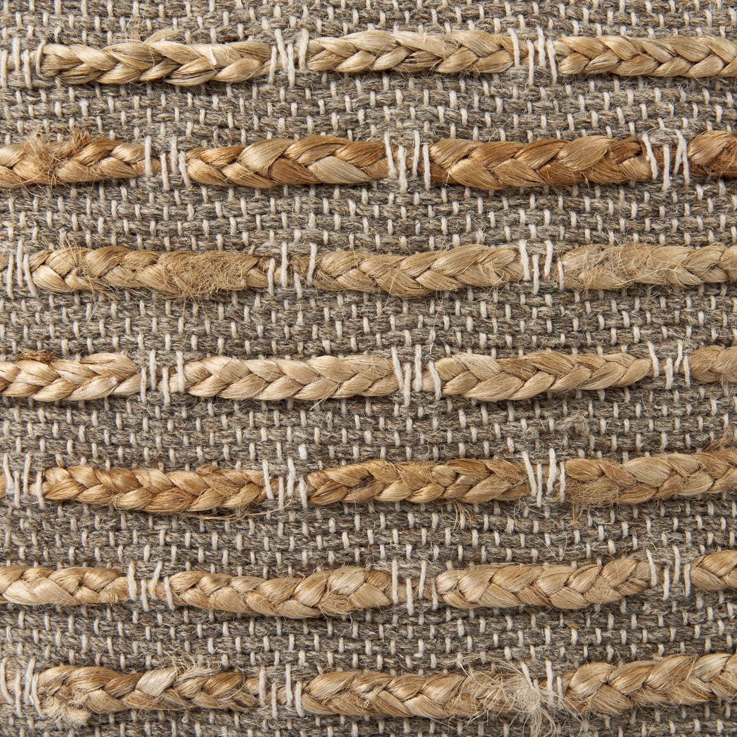 Binita Gray/Brown Pouf – Handwoven Hemp, Wool & Cotton Ottoman