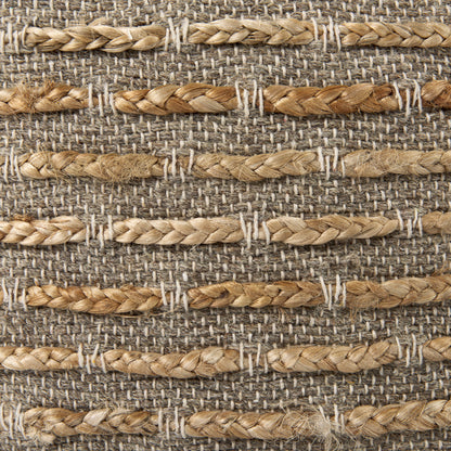 Binita Gray/Brown Pouf – Handwoven Hemp, Wool & Cotton Ottoman