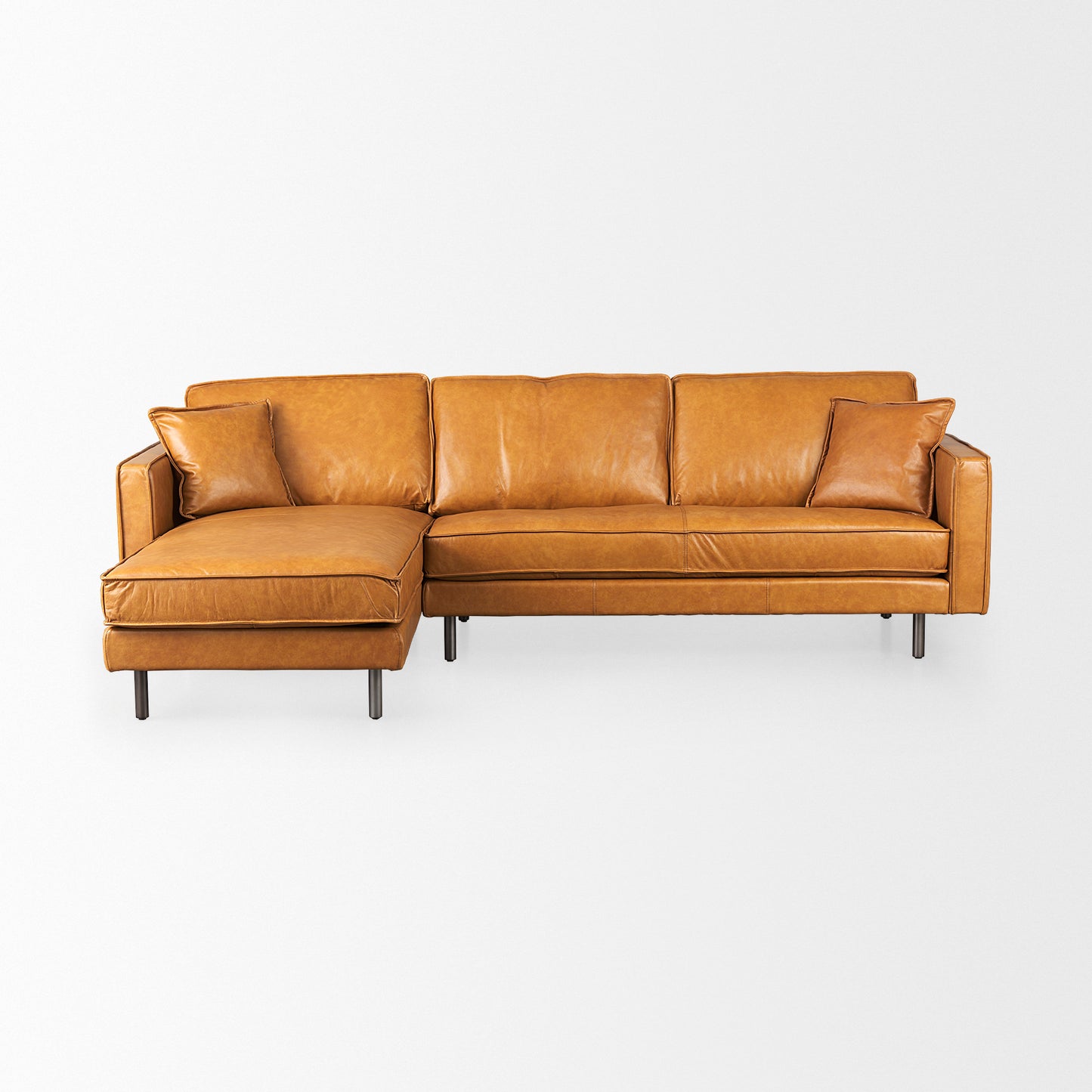Darcy Tan Leather Chaise Sectional