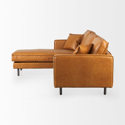 Darcy Tan Leather Chaise Sectional
