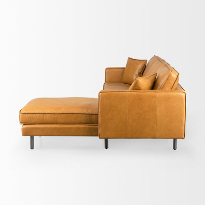 Darcy Tan Leather Chaise Sectional