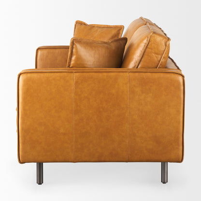Darcy Tan Leather Love Seat
