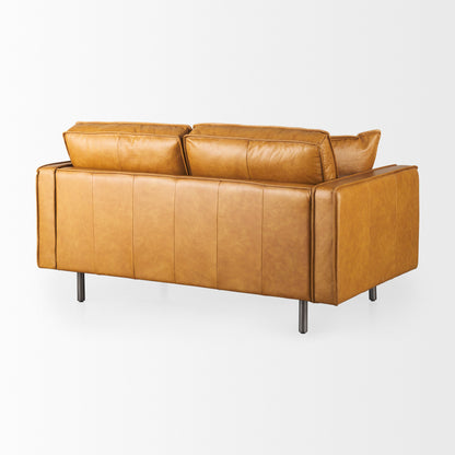 Darcy Tan Leather Love Seat