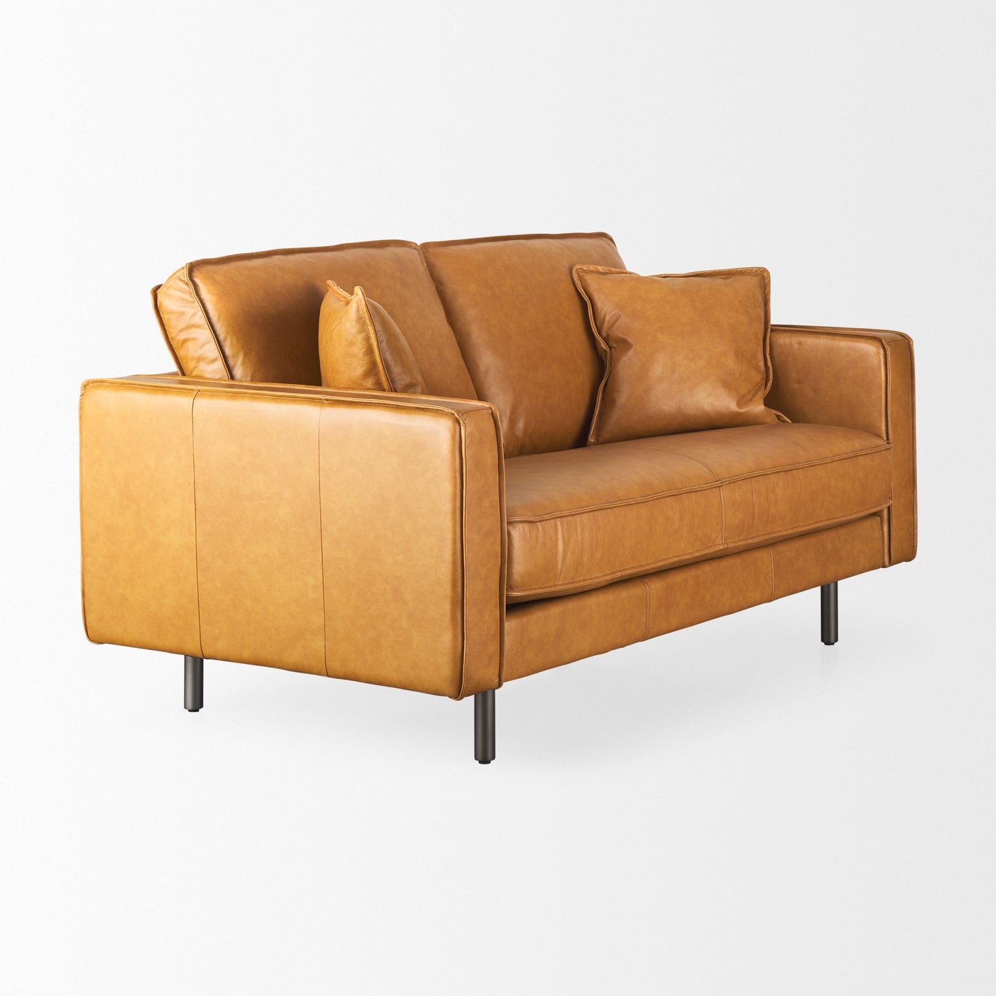 Darcy Tan Leather Love Seat