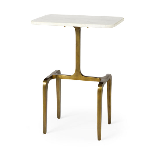 Preston White Marble Top with Gold Metal Accent Table - Elegant Design for Chic Living Rooms and Sophisticated Decor