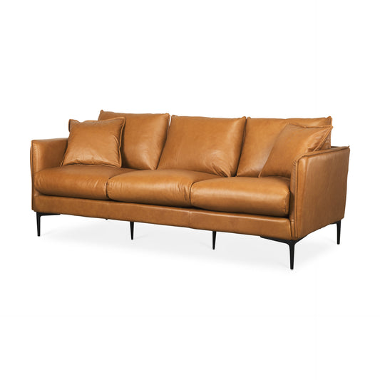 Lake Como Tan Leather Three Seater Sofa