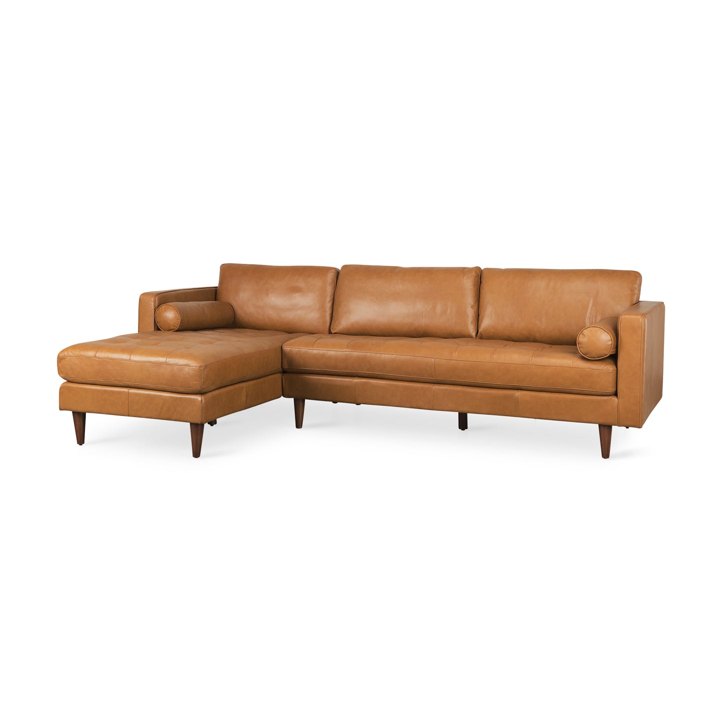 Svend Tan Leather Left Chaise Sectional Sofa