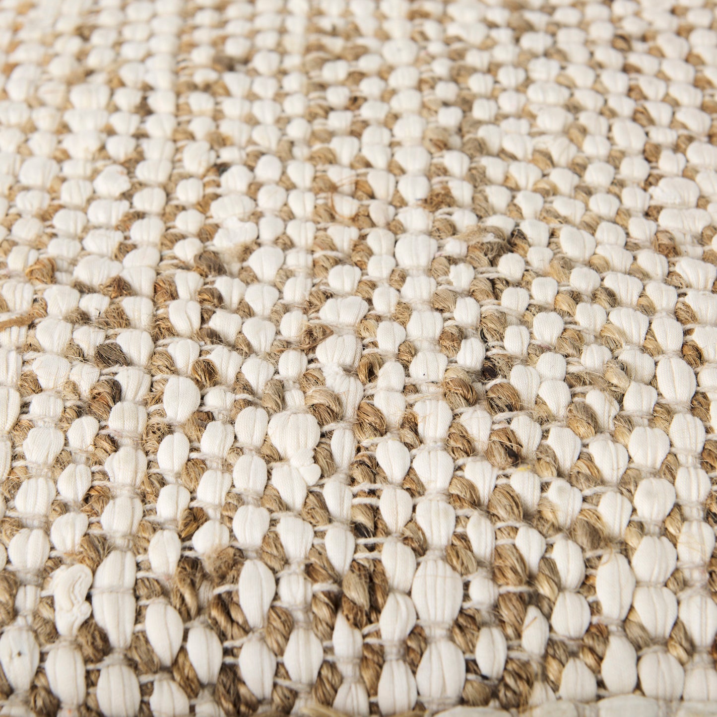 Ekani Handwoven Cotton Pouf – Neutral Cream/Beige Ottoman