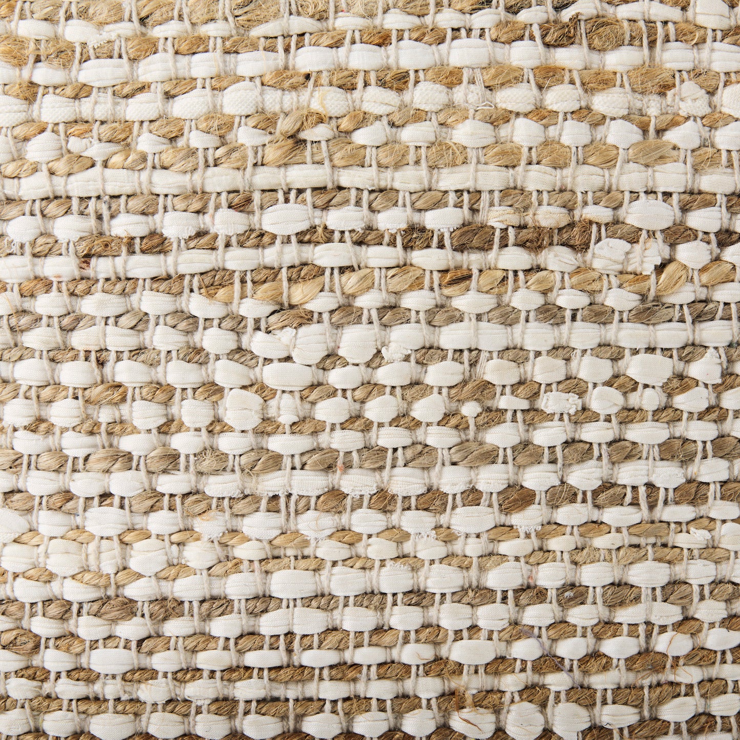 Ekani Handwoven Cotton Pouf – Neutral Cream/Beige Ottoman