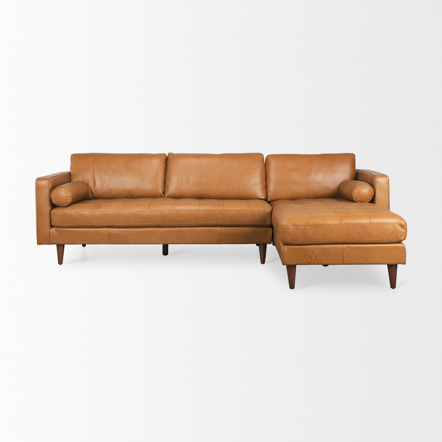 Svend Tan Leather Right Chaise Sectional Sofa