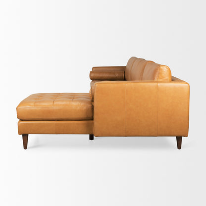 Svend Tan Leather Right Chaise Sectional Sofa