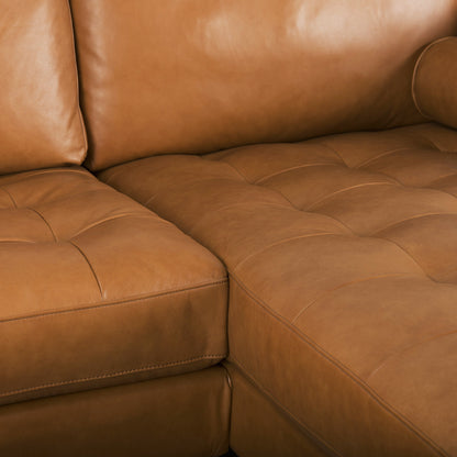 Svend Tan Leather Right Chaise Sectional Sofa