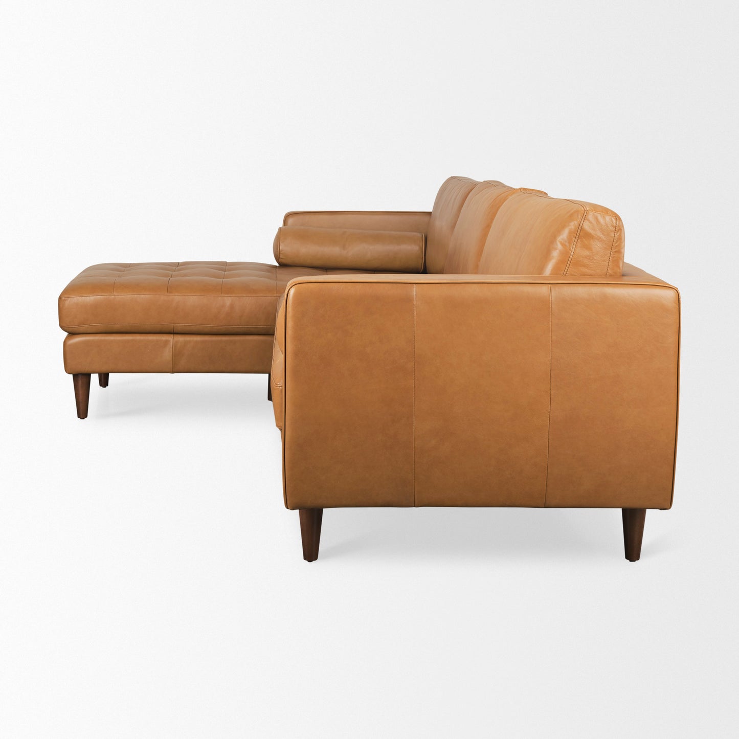 Svend Tan Leather Left Chaise Sectional Sofa