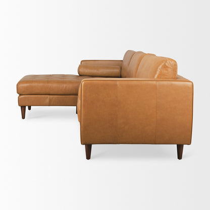 Svend Tan Leather Left Chaise Sectional Sofa