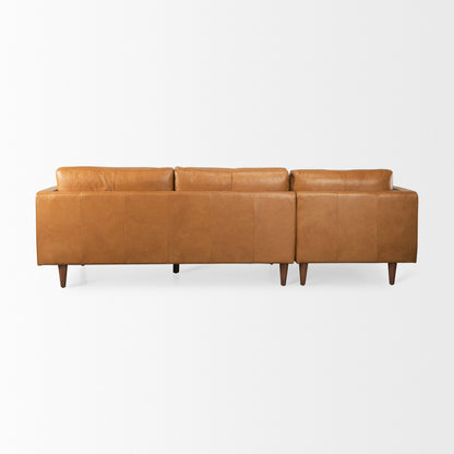 Svend Tan Leather Left Chaise Sectional Sofa
