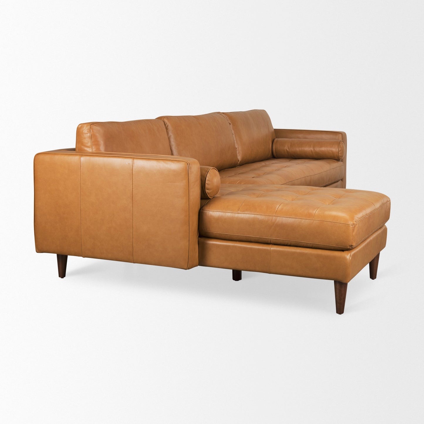 Svend Tan Leather Left Chaise Sectional Sofa