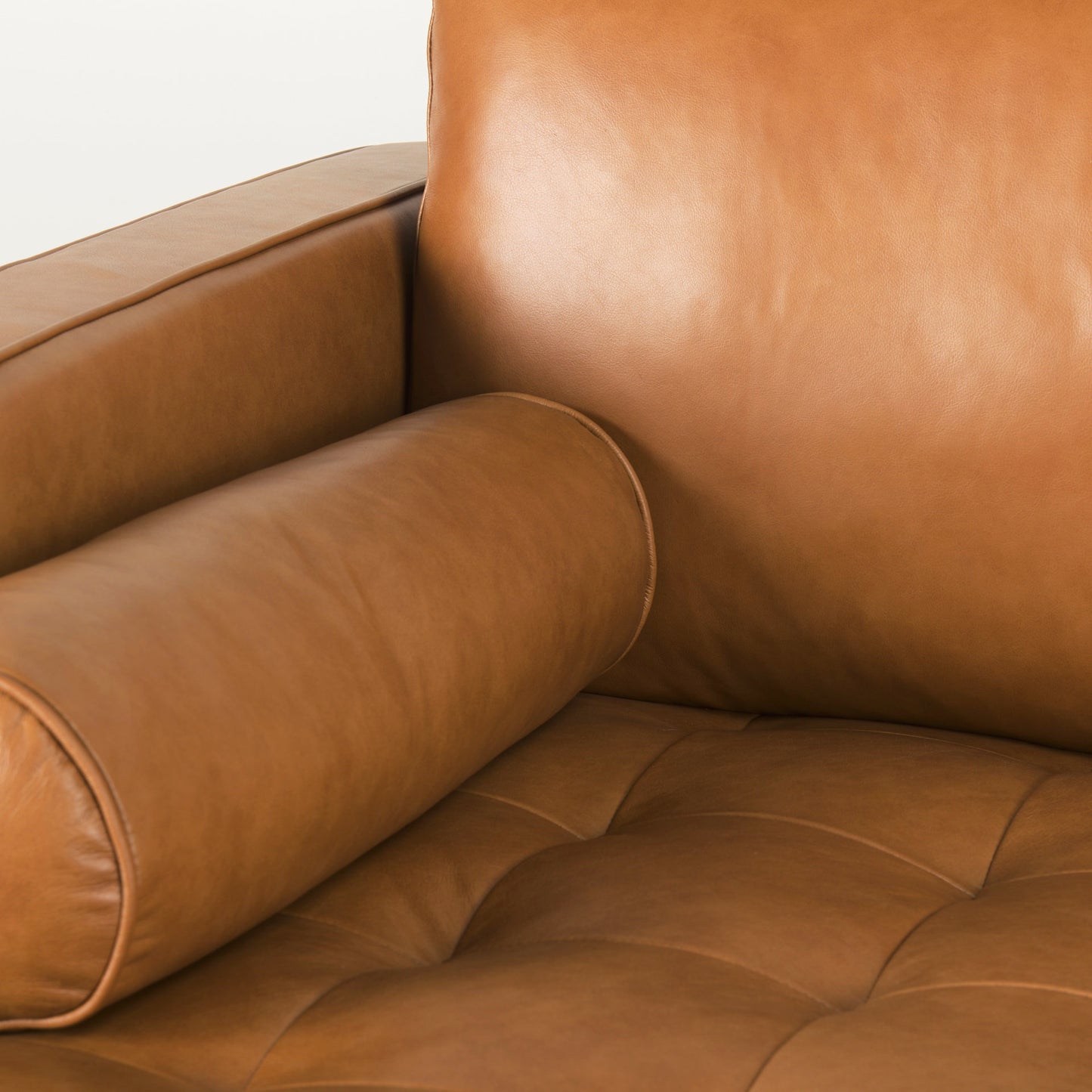Svend Tan Leather Left Chaise Sectional Sofa