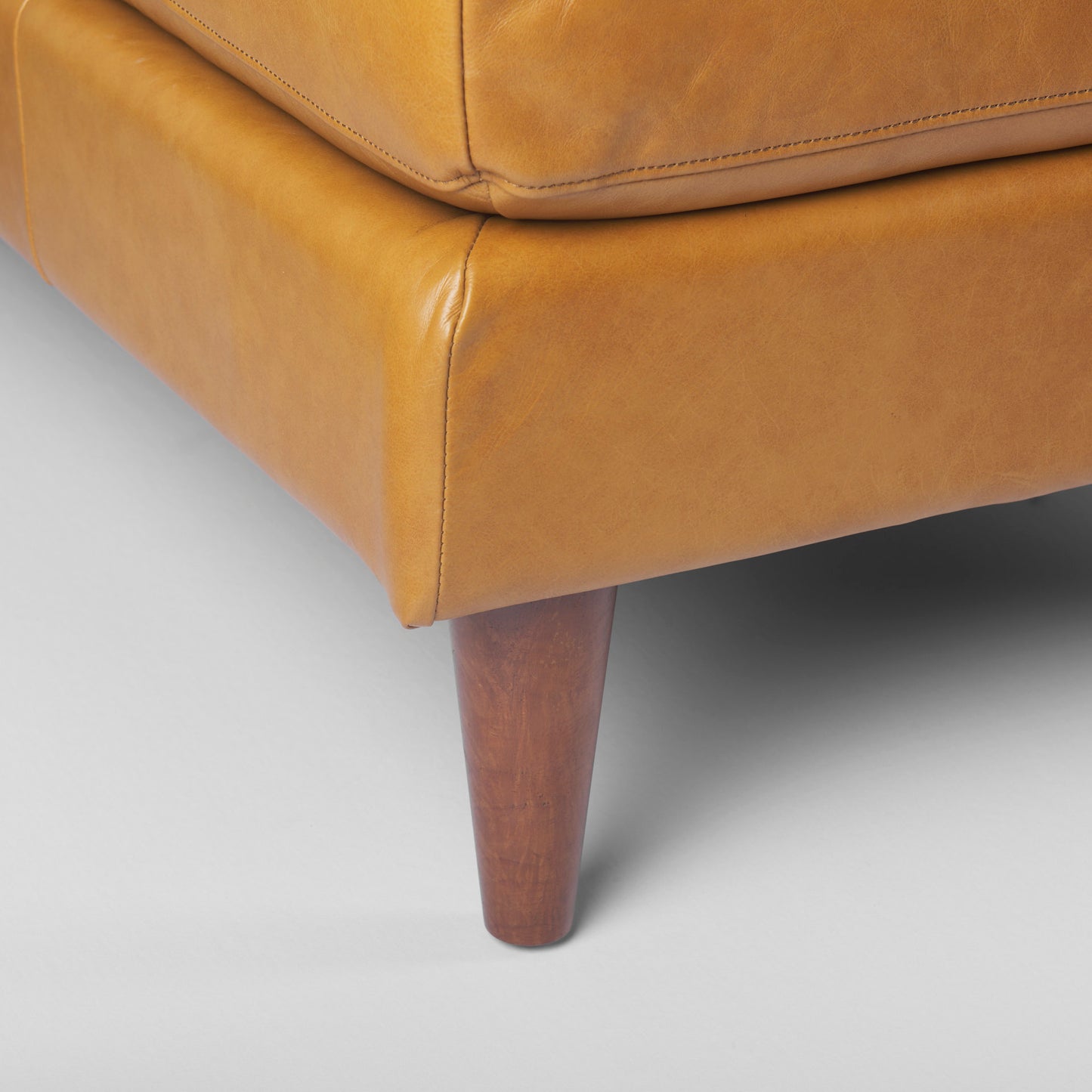 Svend Tan Leather Left Chaise Sectional Sofa