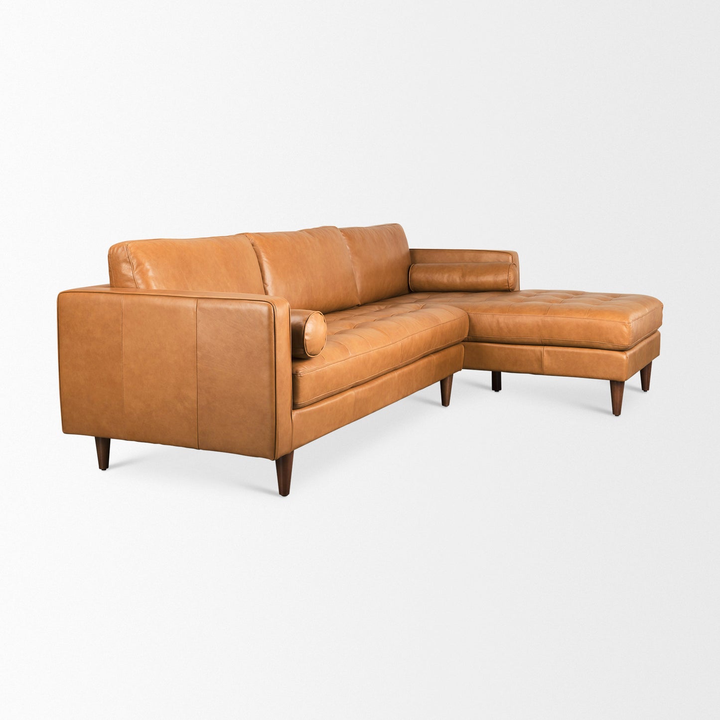 Svend Tan Leather Right Chaise Sectional Sofa