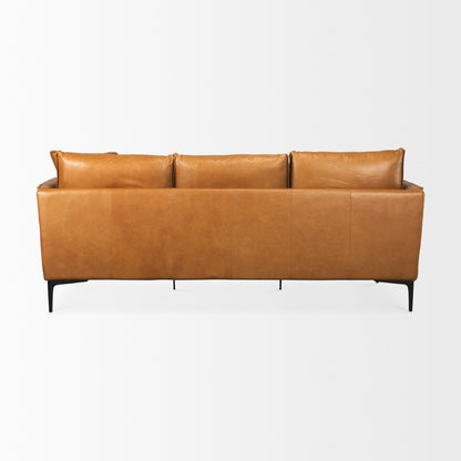 Lake Como Tan Leather Three Seater Sofa