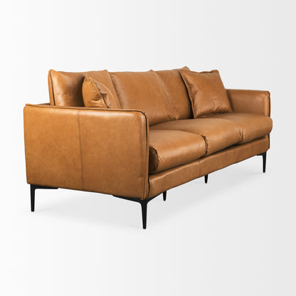 Lake Como Tan Leather Three Seater Sofa