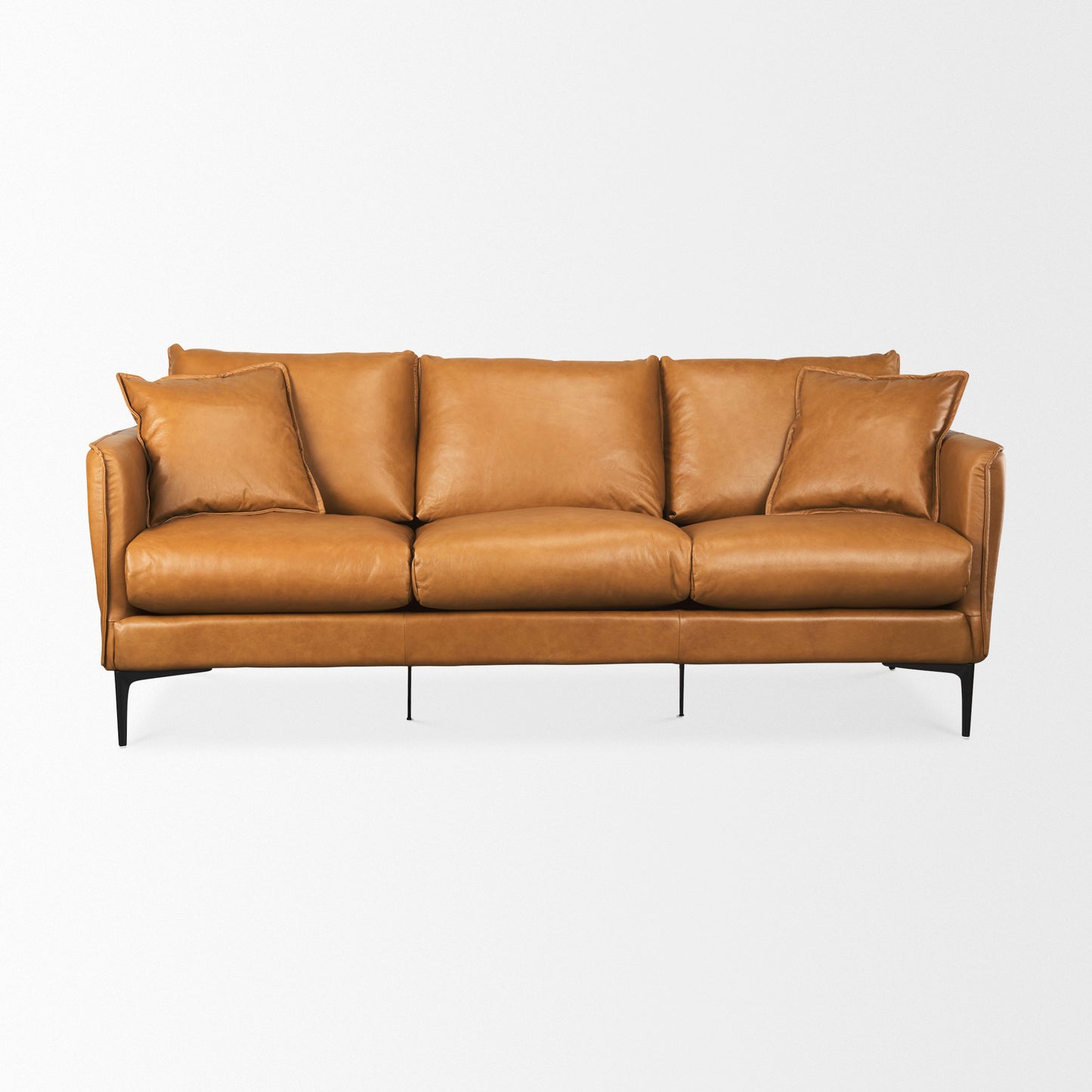 Lake Como Tan Leather Three Seater Sofa