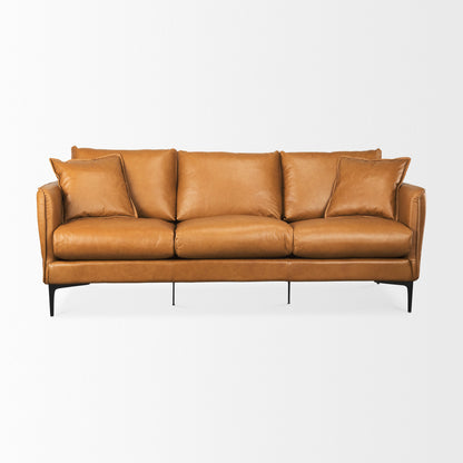 Lake Como Tan Leather Three Seater Sofa