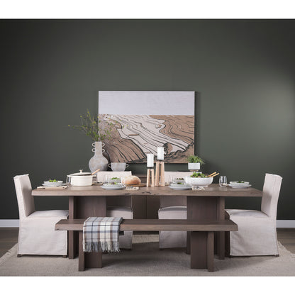 Konstantin Medium Brown Wood Rectangular Dining Table with Live Edge for a Rustic and Natural Dining Experience