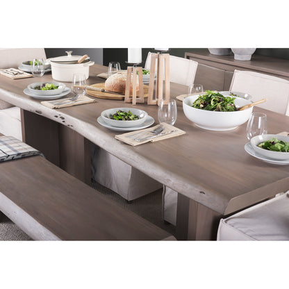 Konstantin Medium Brown Wood Rectangular Dining Table with Live Edge for a Rustic and Natural Dining Experience