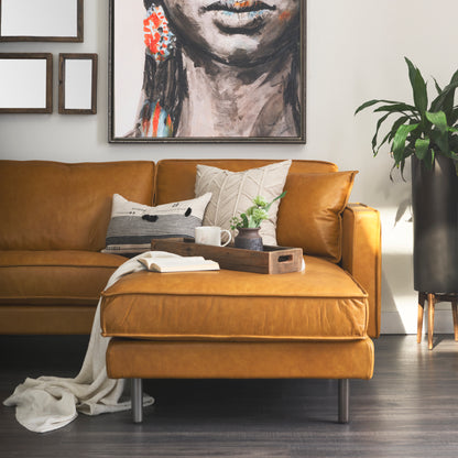 Darcy Tan Leather Chaise Sectional