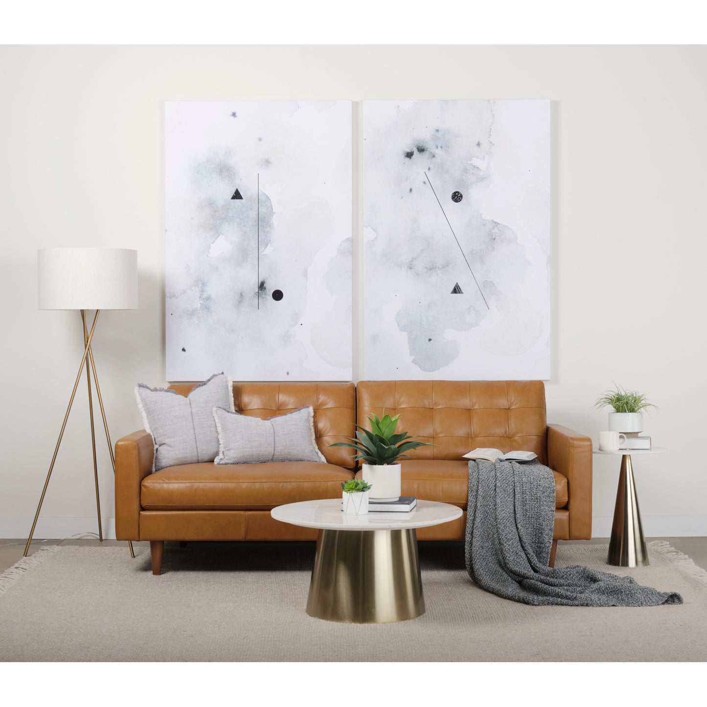 Olaf Tan Leather Sofa