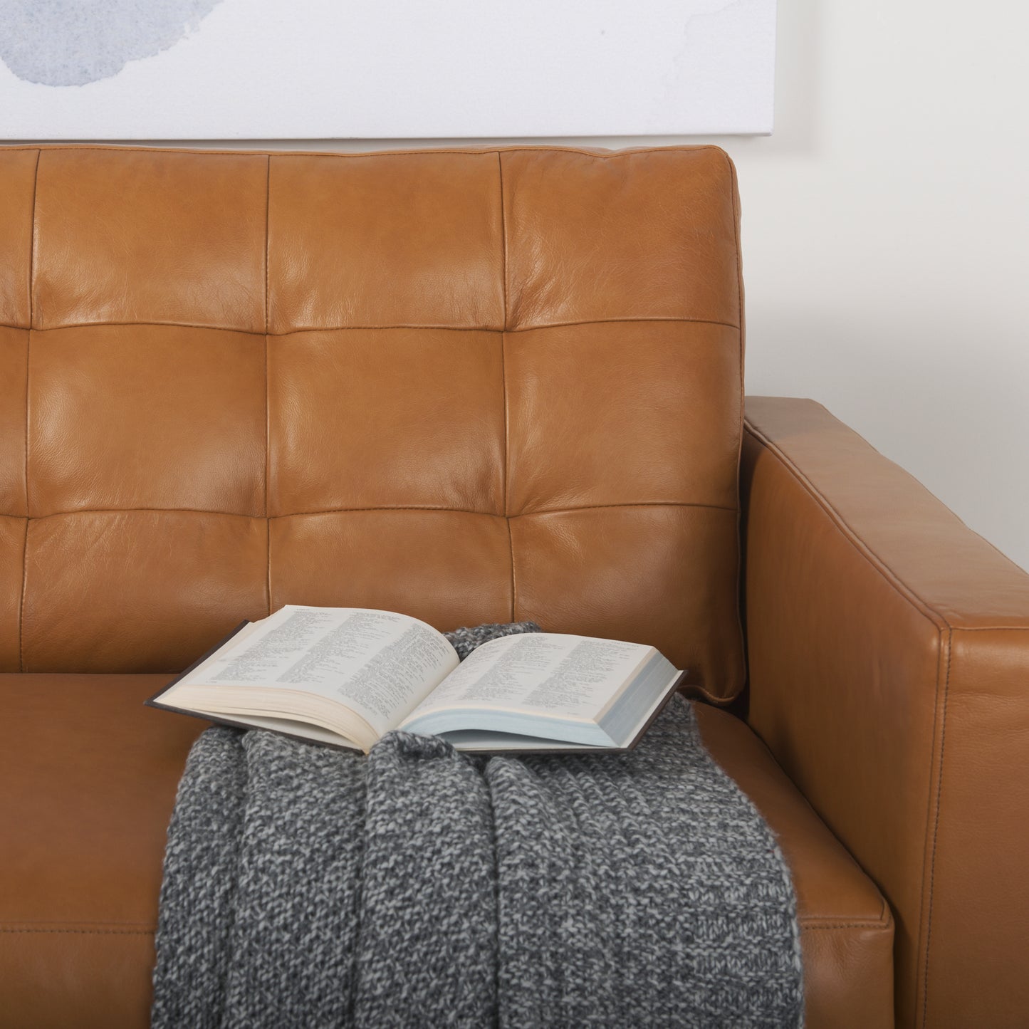 Olaf Tan Leather Sofa
