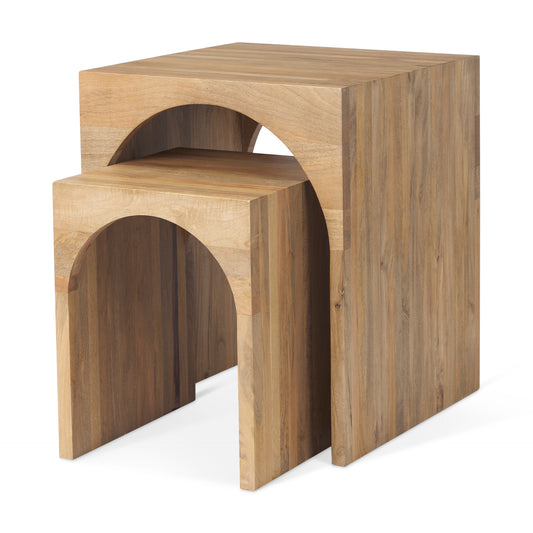 Chloe Set of 2 Cottage Wood Nesting Accent Tables - Charming Design for Cozy Living Spaces and Versatile Decor