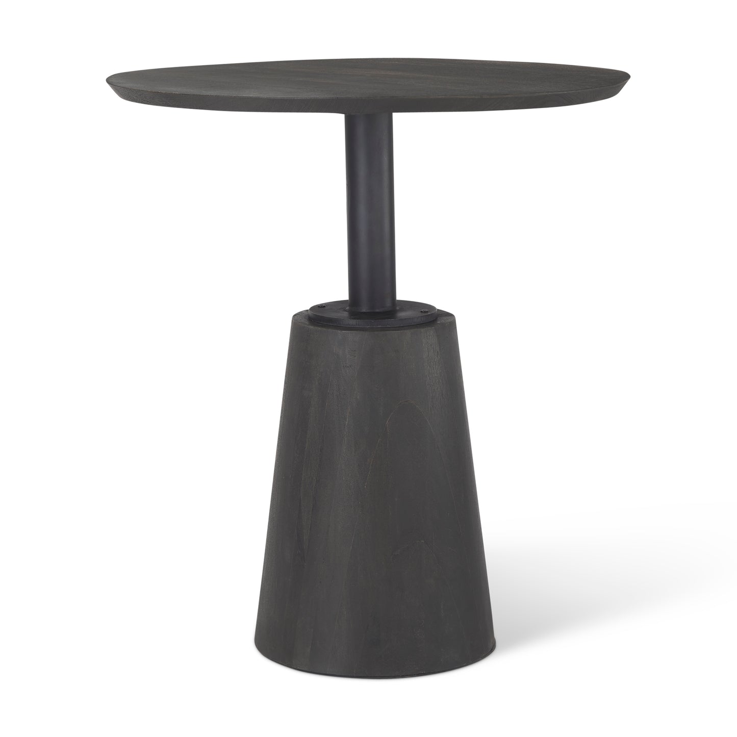 Maxwell 32" Round Black-Brown Wood w/ Black Metal Pedestal Bistro Table