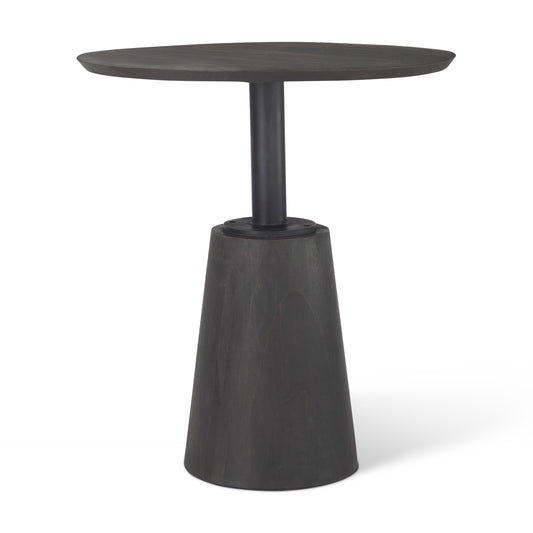 Maxwell 32" Round Black-Brown Wood Bistro Table with Black Metal Pedestal for a Chic and Contemporary Dining Experience