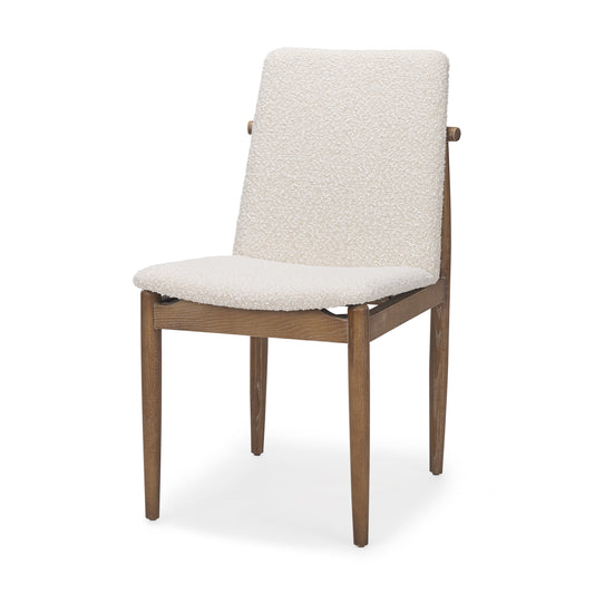 Cavett Cream Boucle Upholstered Seat W/Light Brown Wood Frame Dining Chair Set Of 2